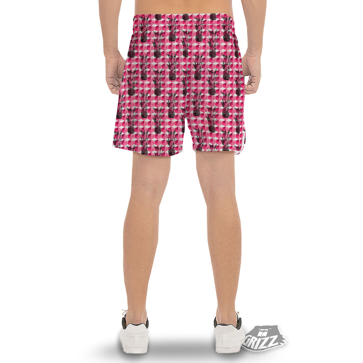 Pineapple Geometric Print Pattern Men's Gym Shorts-grizzshop