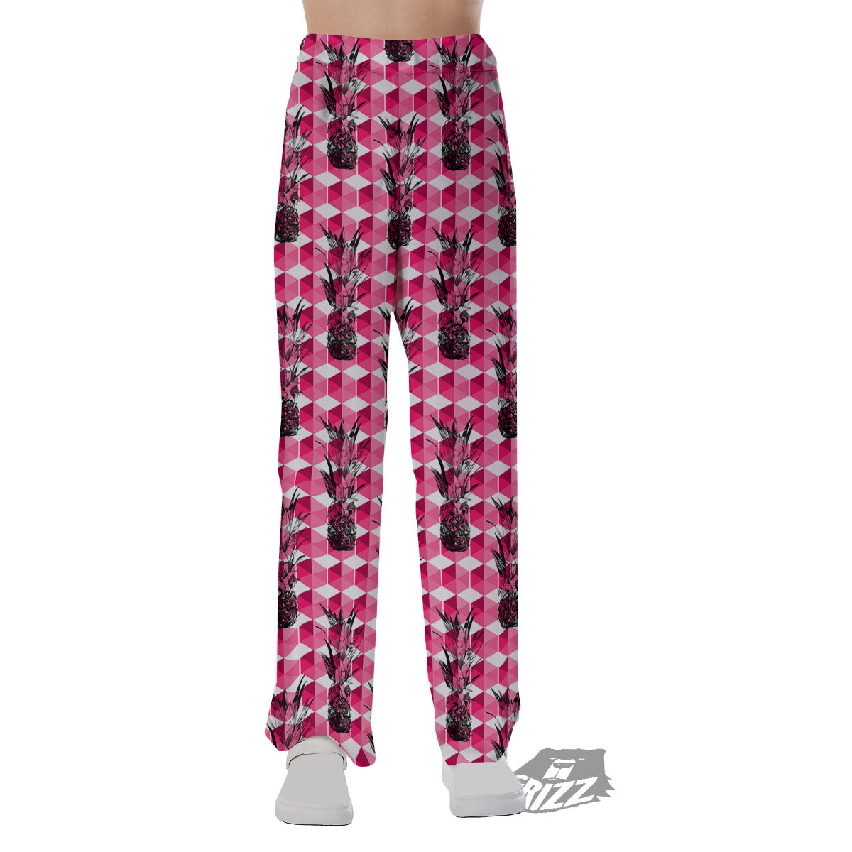 Pineapple Geometric Print Pattern Pajama Pants-grizzshop