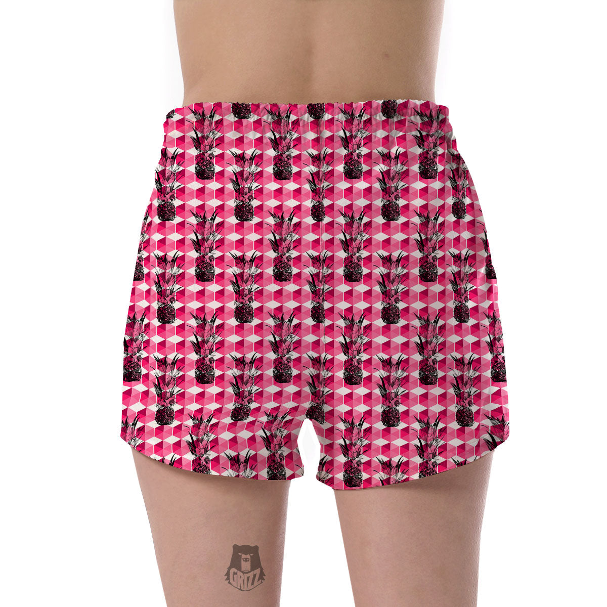 Pineapple Geometric Print Pattern Women's Shorts-grizzshop