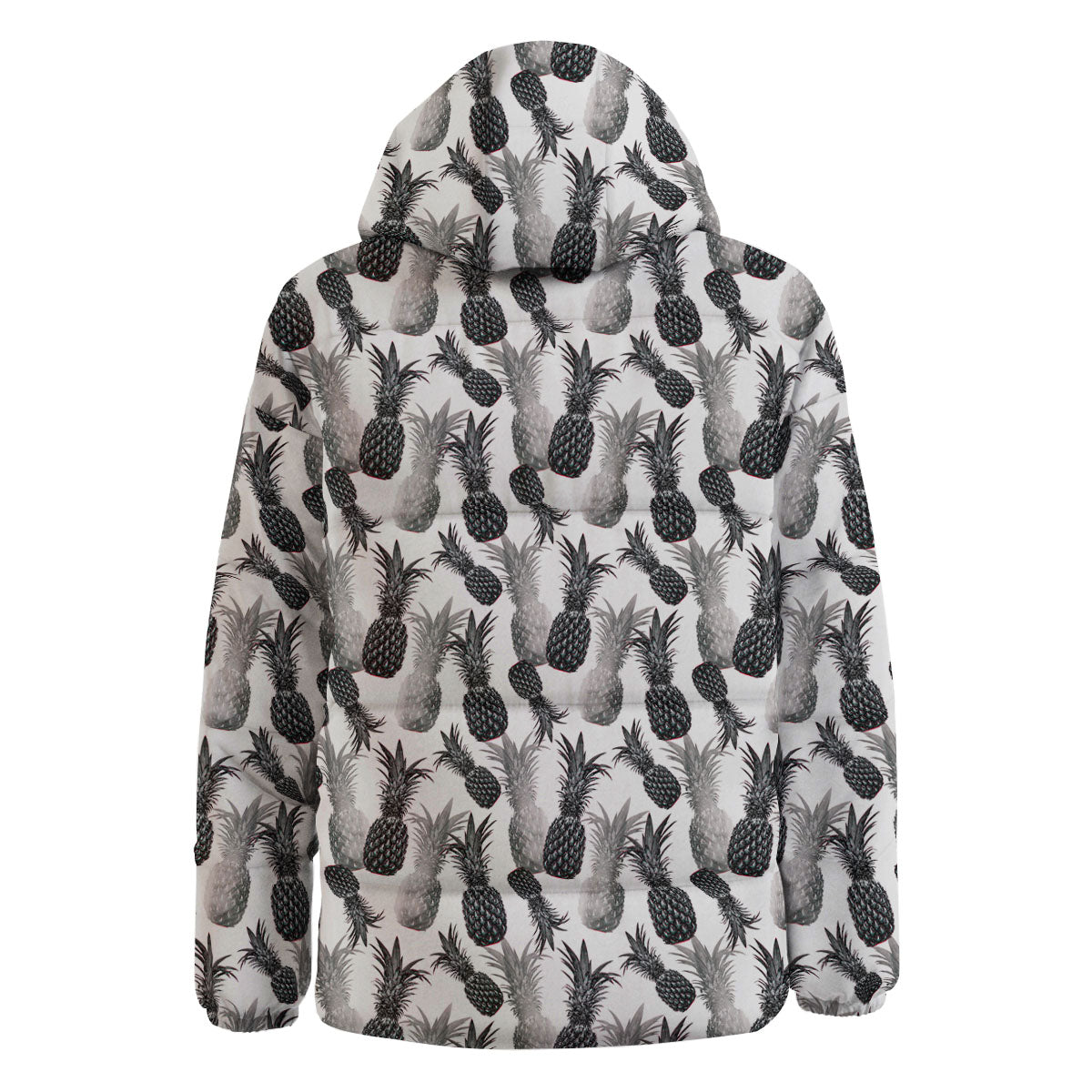 Pineapple Grey Watercolor Print Pattern Down Jacket-grizzshop