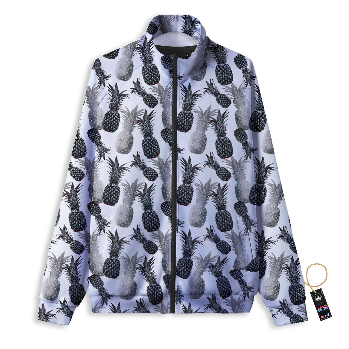 Pineapple Grey Watercolor Print Pattern Track Jacket-grizzshop