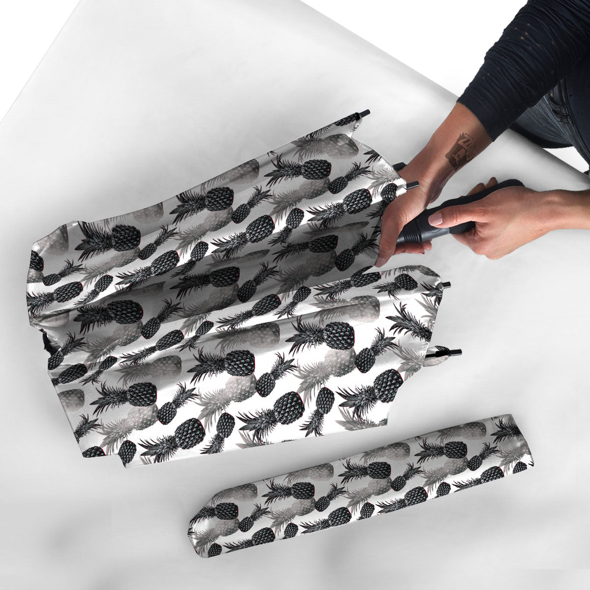 Pineapple Grey Watercolor Print Pattern Umbrella-grizzshop