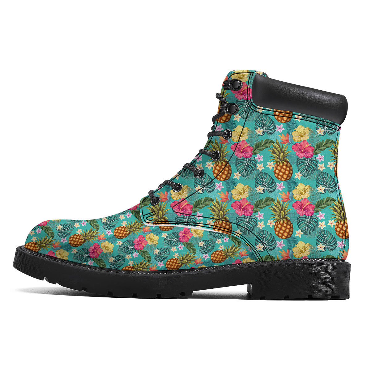 Pineapple Hawaii Hibiscus Print Pattern Boots-grizzshop