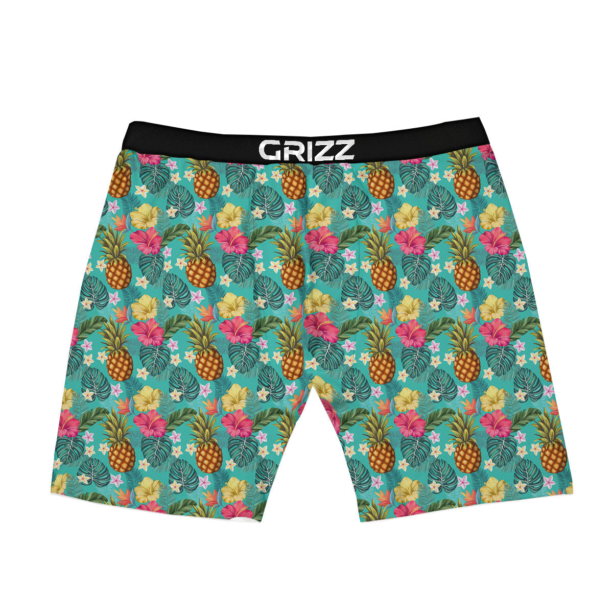 Pineapple Hawaii Hibiscus Print Pattern Boxer Briefs-grizzshop