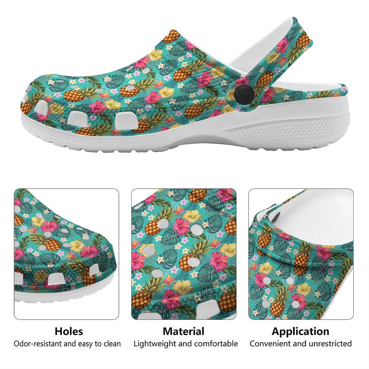 Pineapple Hawaii Hibiscus Print Pattern Clog-grizzshop