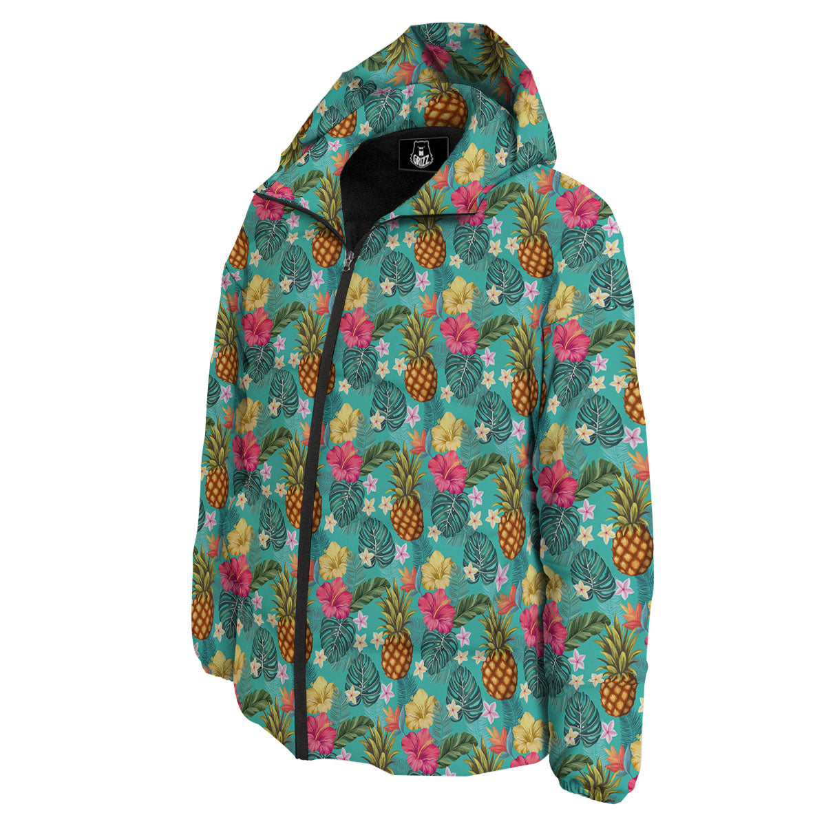 Pineapple Hawaii Hibiscus Print Pattern Down Jacket-grizzshop