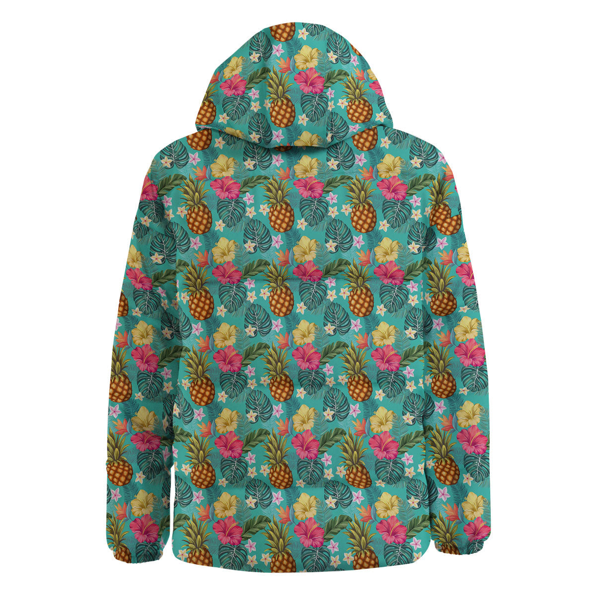 Pineapple Hawaii Hibiscus Print Pattern Down Jacket-grizzshop