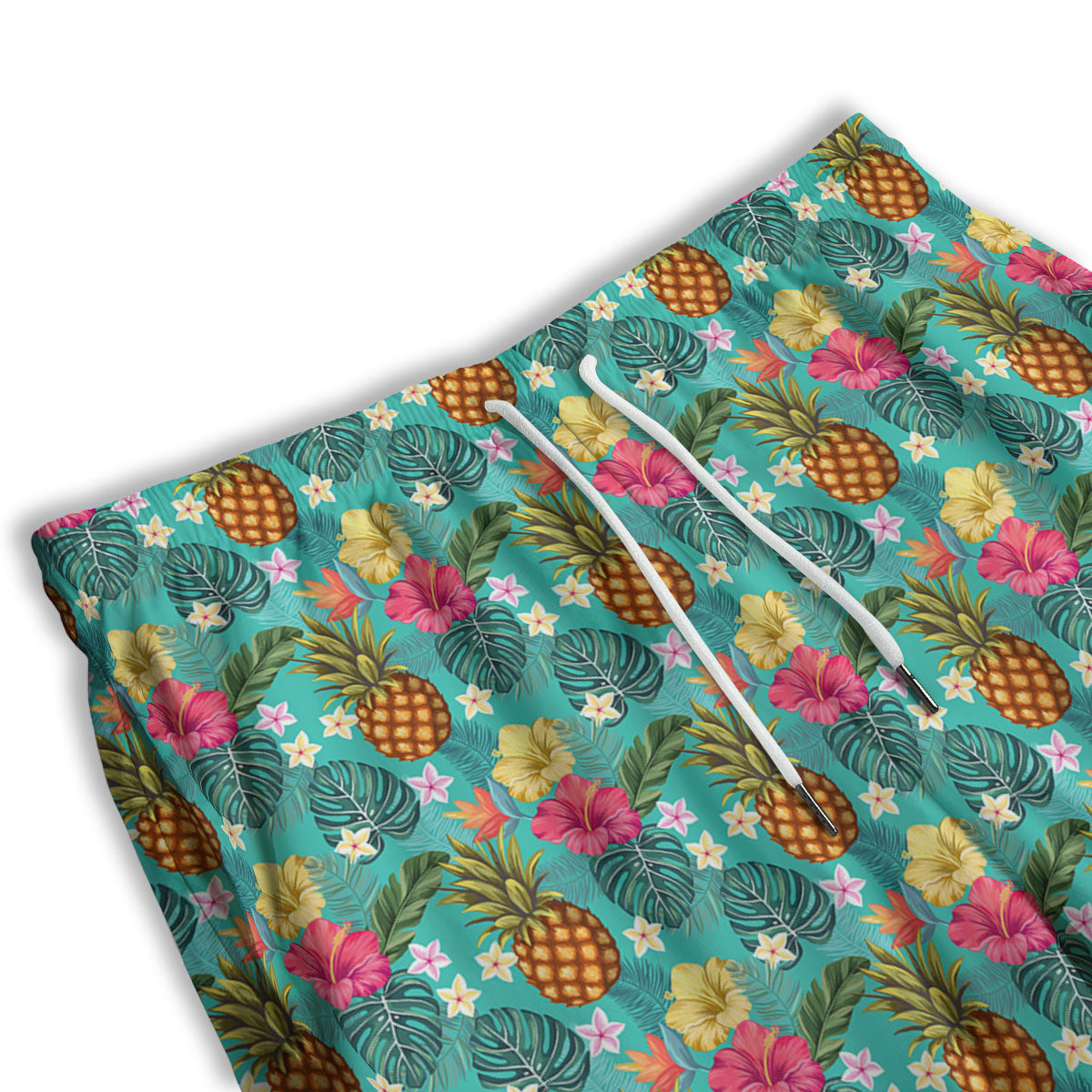 Pineapple Hawaii Hibiscus Print Pattern Men's Athletic Shorts