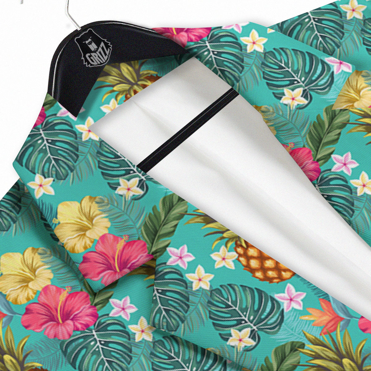 Pineapple Hawaii Hibiscus Print Pattern Men's Sport Coat-grizzshop