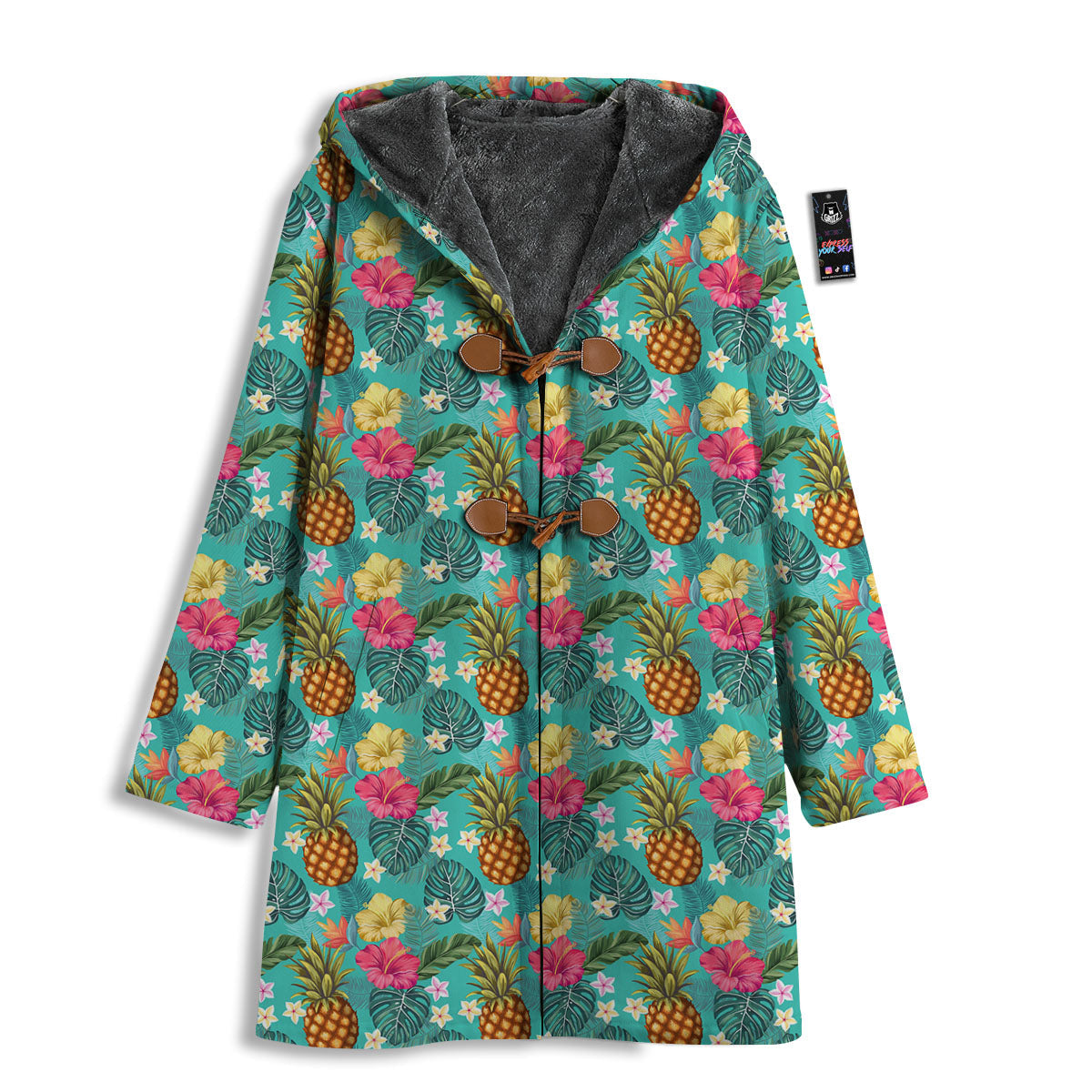Pineapple Hawaii Hibiscus Print Pattern Men's Windbreaker Jacket-grizzshop