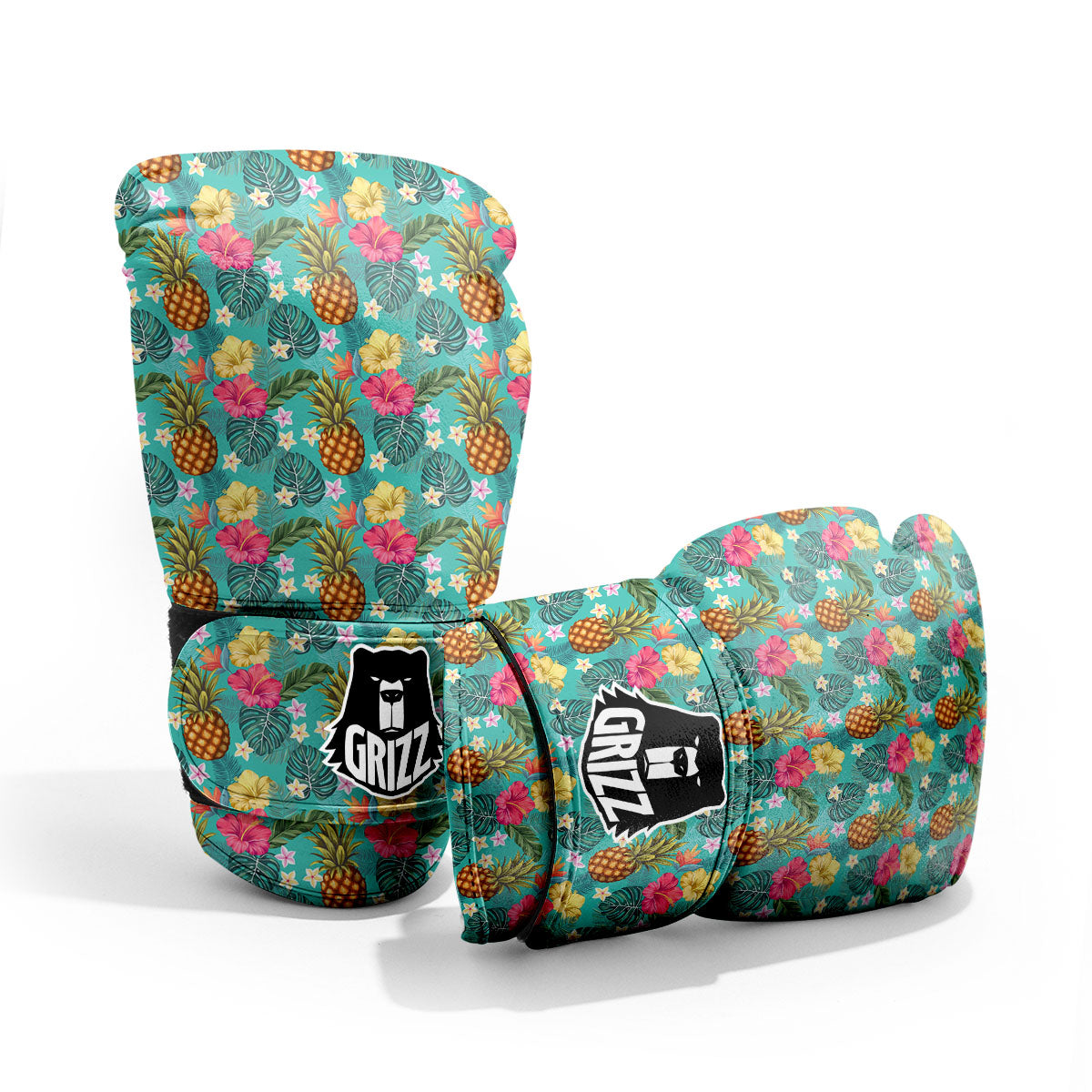 Pineapple Hawaii Hibiscus Print Pattern Pro Boxing Glove