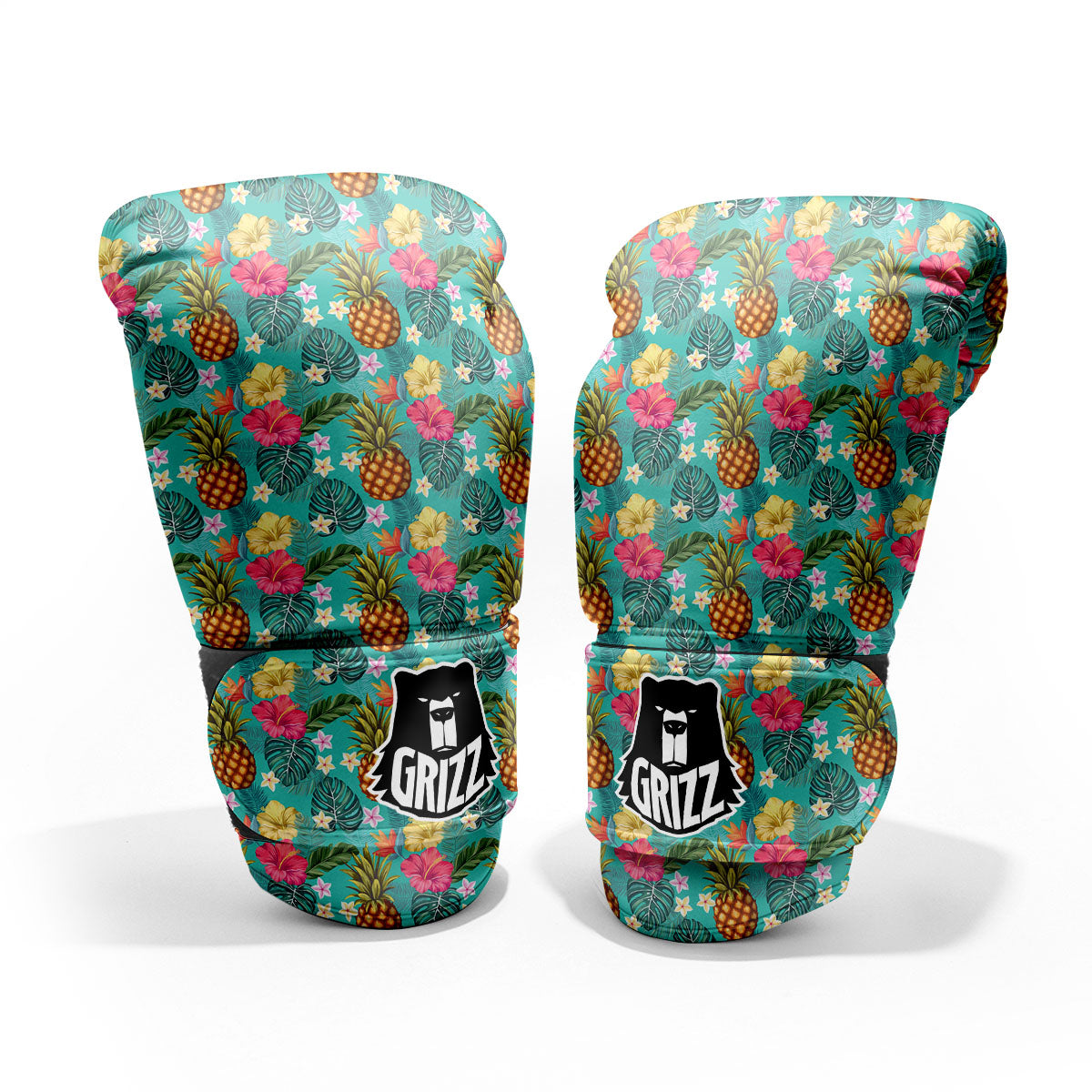Pineapple Hawaii Hibiscus Print Pattern Pro Boxing Glove