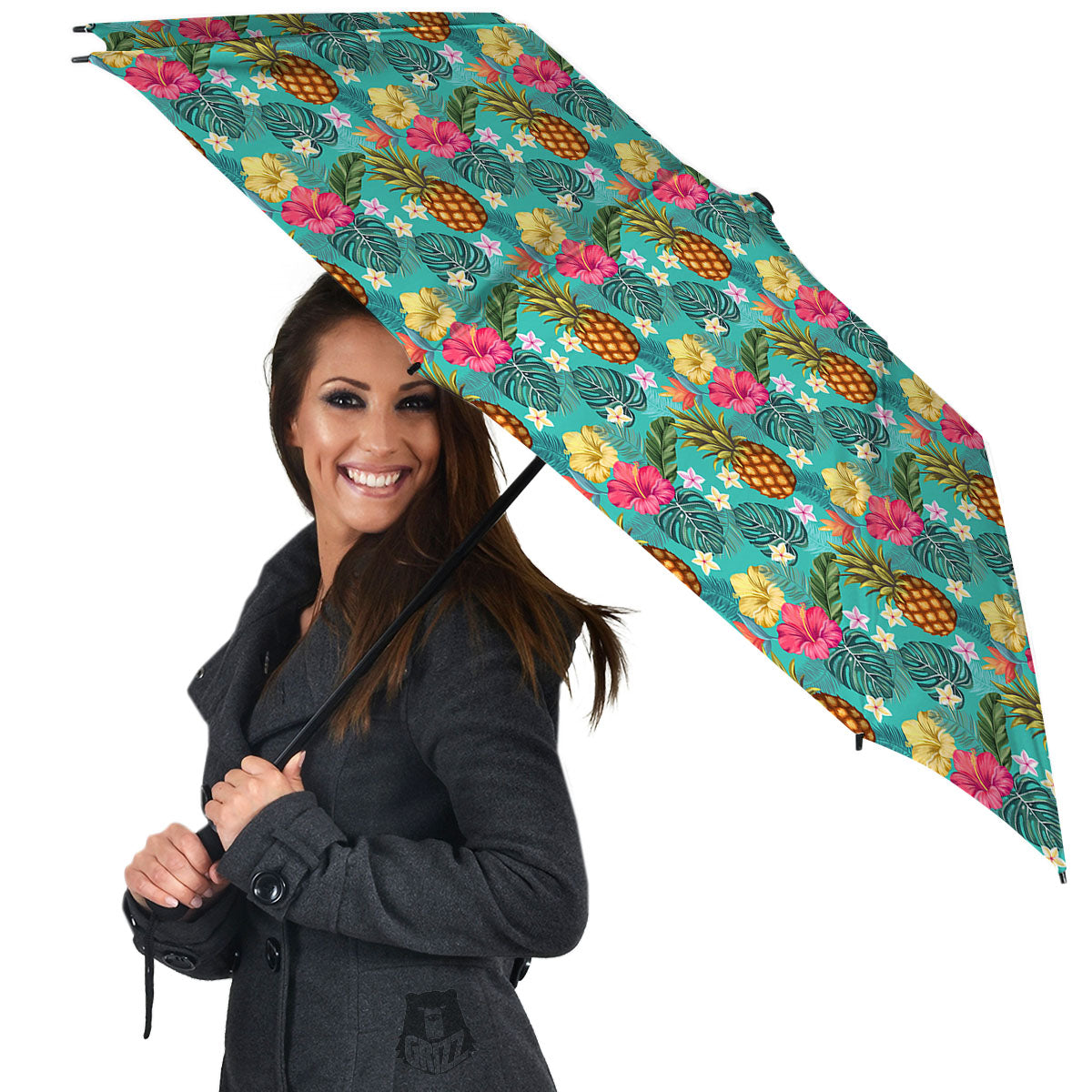 Pineapple Hawaii Hibiscus Print Pattern Umbrella-grizzshop