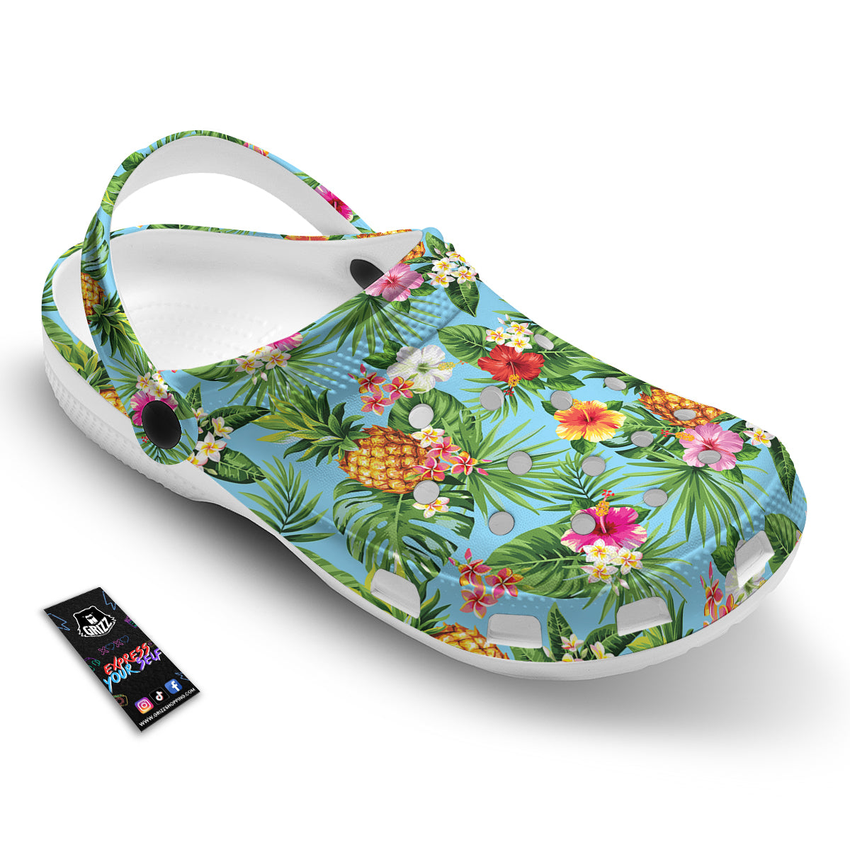 Pineapple Hawaii Tropical Print Pattern Clog-grizzshop