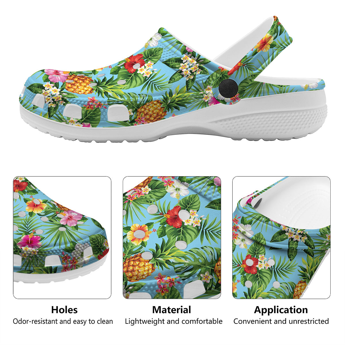 Pineapple Hawaii Tropical Print Pattern Clog-grizzshop