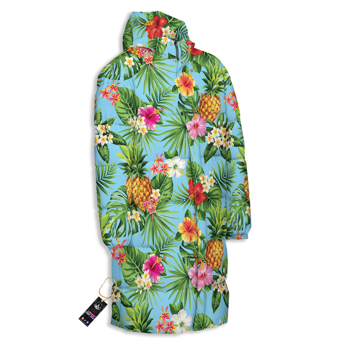 Pineapple Hawaii Tropical Print Pattern Long Down Jacket-grizzshop