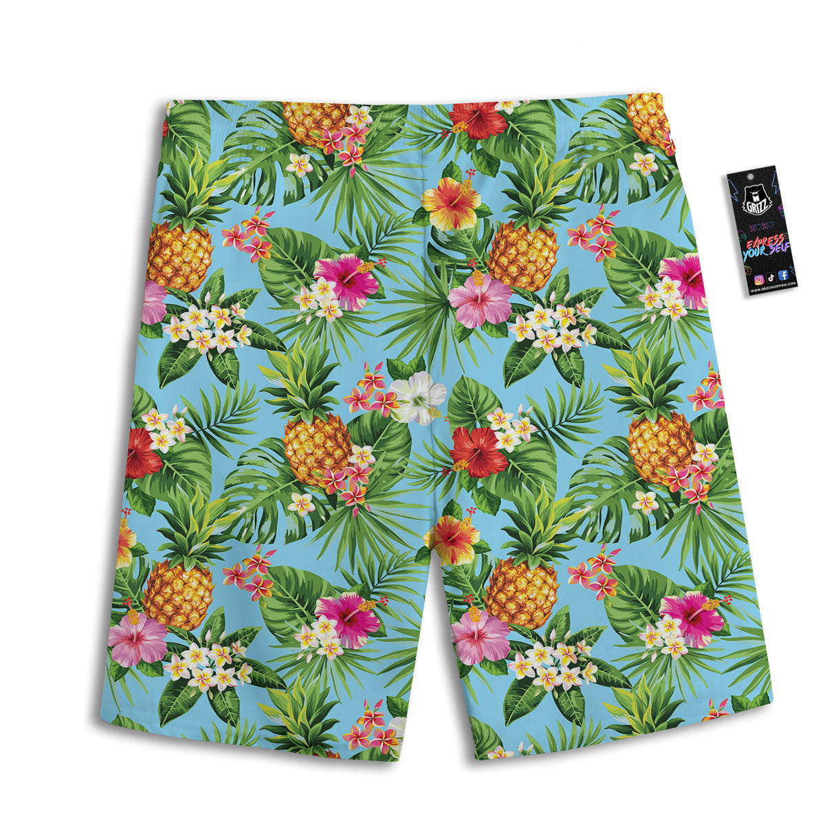 Pineapple Hawaii Tropical Print Pattern Men's Athletic Shorts
