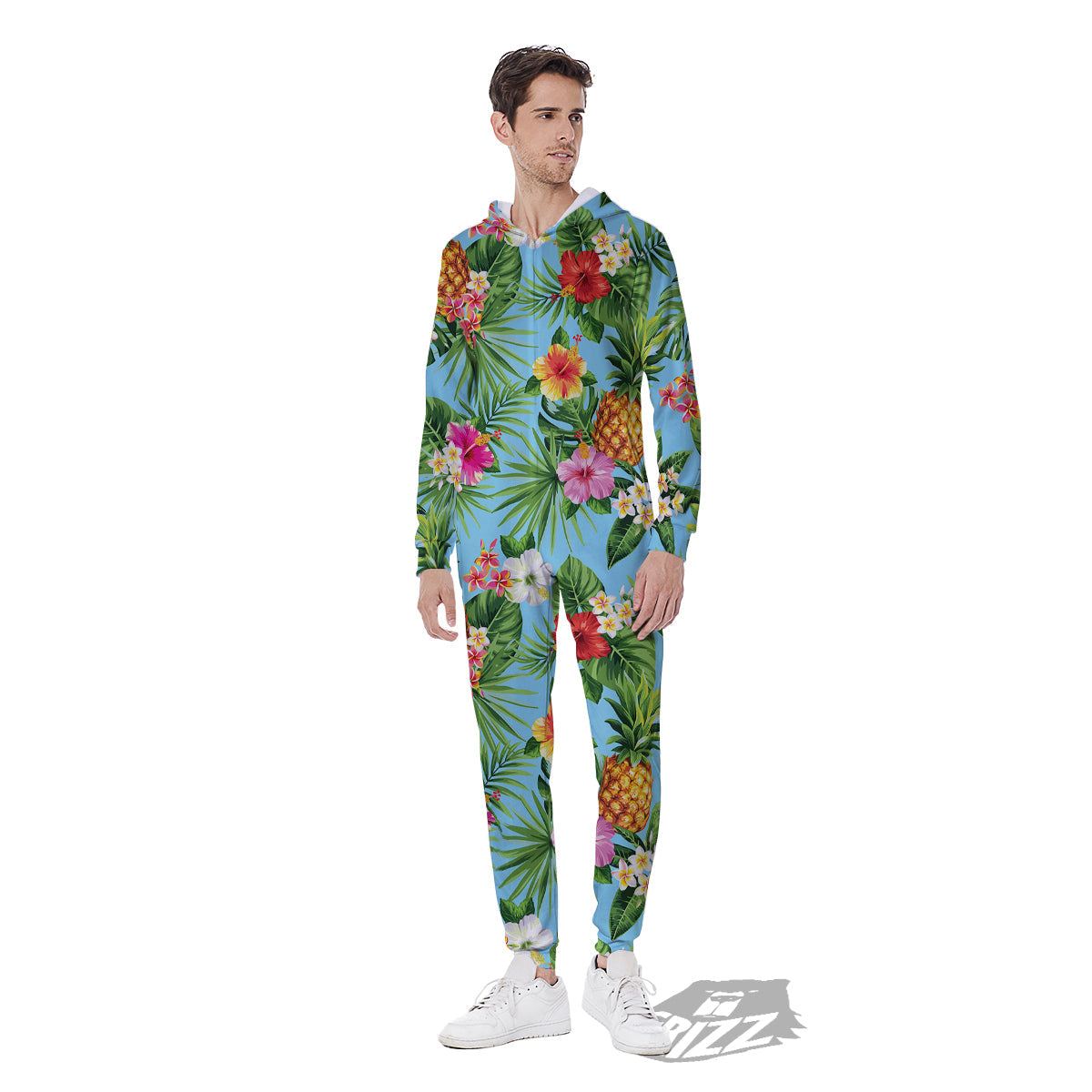 Pineapple Hawaii Tropical Print Pattern Men's Jumpsuit-grizzshop