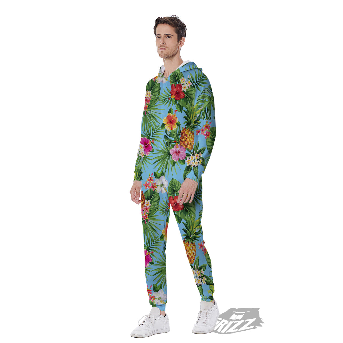 Pineapple Hawaii Tropical Print Pattern Men's Jumpsuit-grizzshop