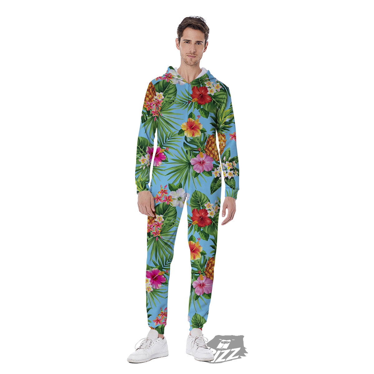 Pineapple Hawaii Tropical Print Pattern Men's Jumpsuit-grizzshop