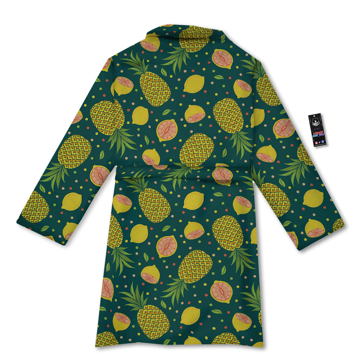 Pineapple Hawaiian Lime Print Pattern Bathrobe-grizzshop