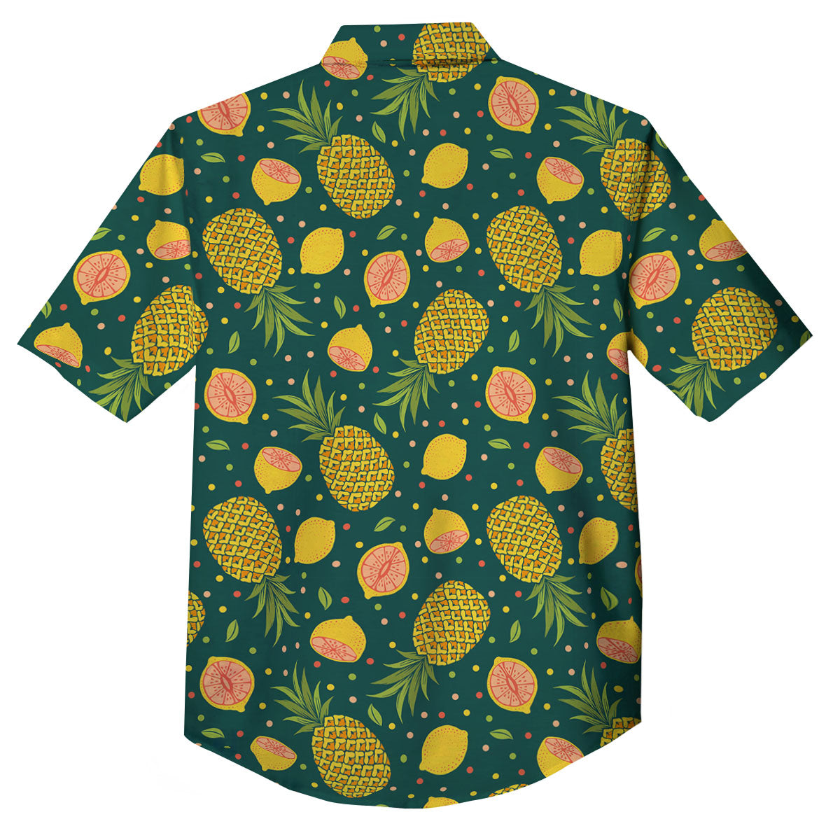 Pineapple Hawaiian Lime Print Pattern Button Up Shirt-grizzshop