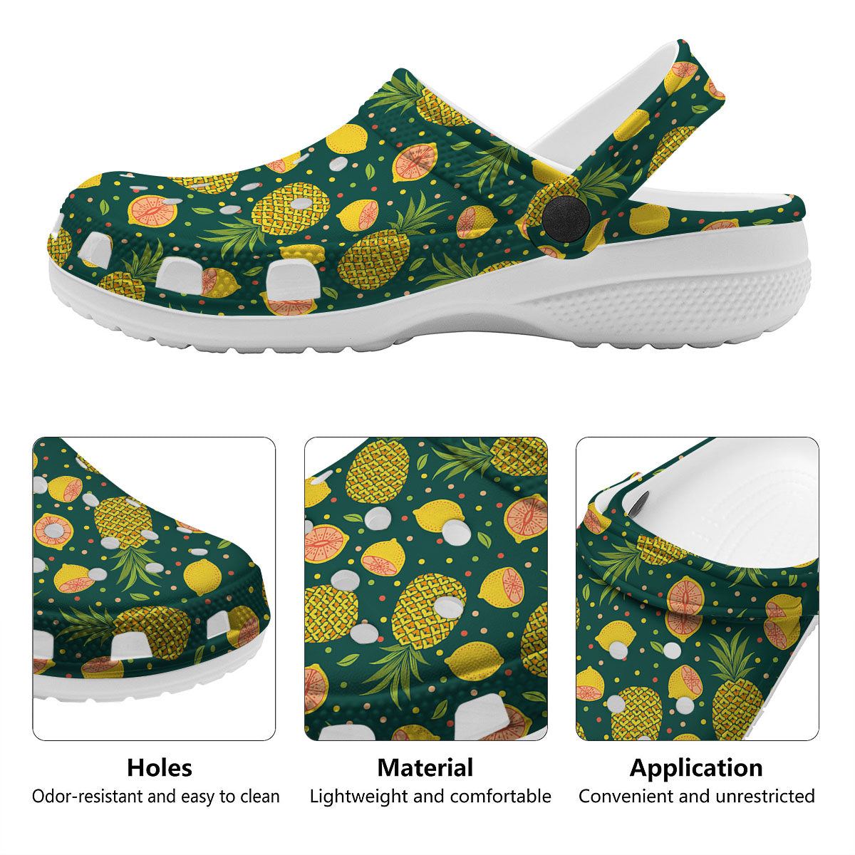 Pineapple Hawaiian Lime Print Pattern Clog-grizzshop
