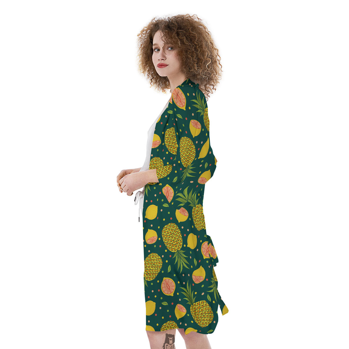 Pineapple Hawaiian Lime Print Pattern Kimono-grizzshop