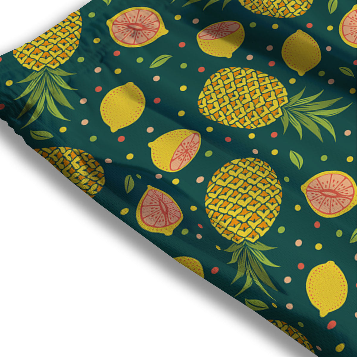 Pineapple Hawaiian Lime Print Pattern Mesh Shorts
