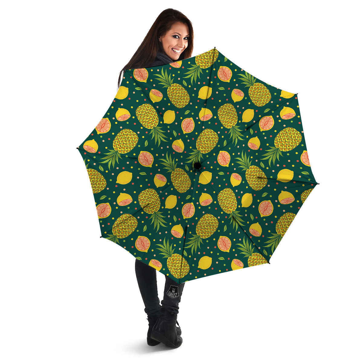 Pineapple Hawaiian Lime Print Pattern Umbrella-grizzshop