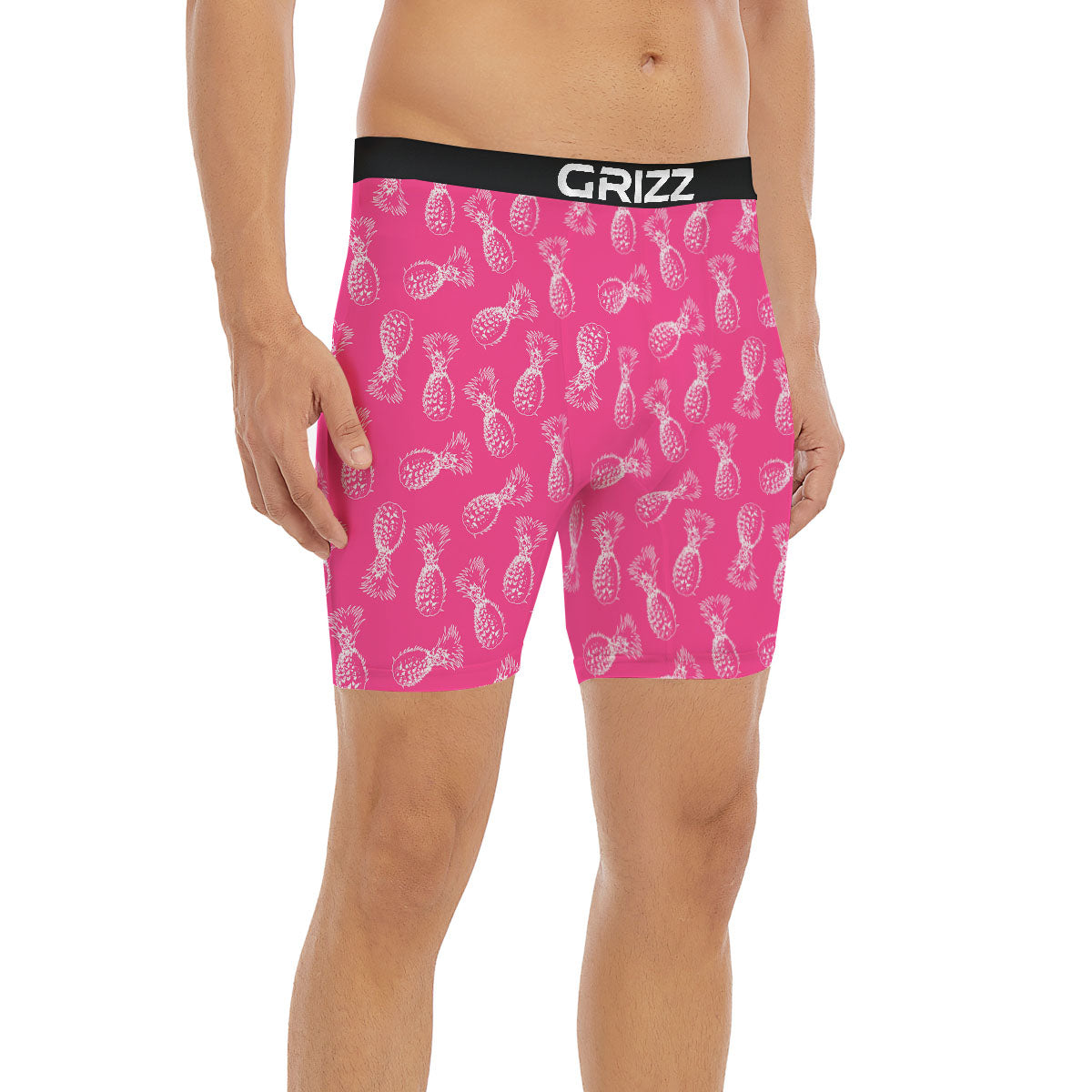 Pineapple Hot Pink Print Pattern Boxer Briefs-grizzshop