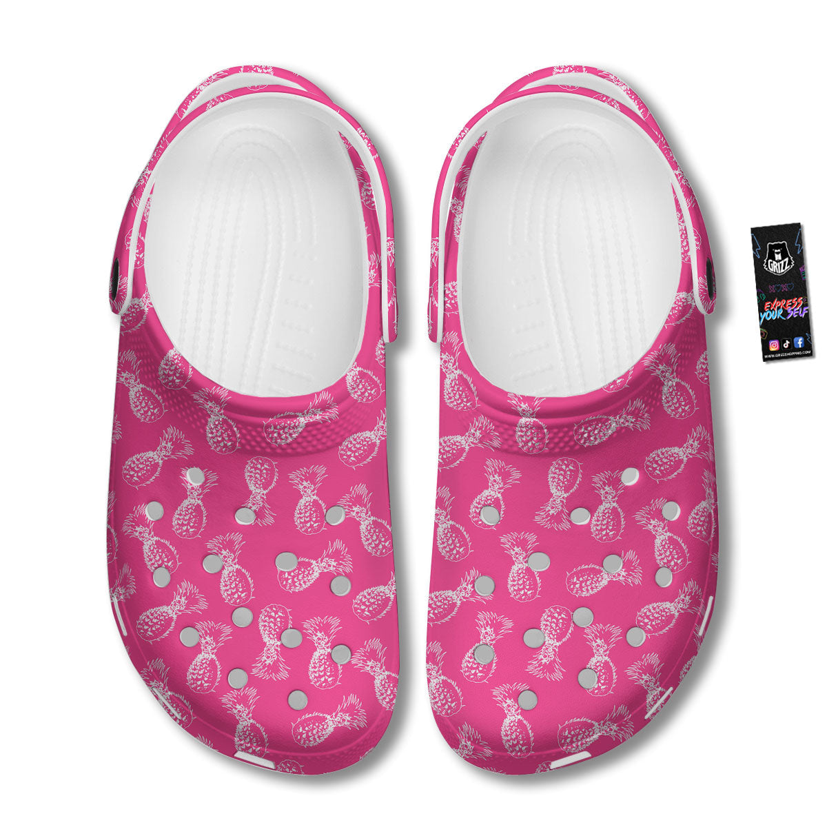 Pineapple Hot Pink Print Pattern Clog-grizzshop