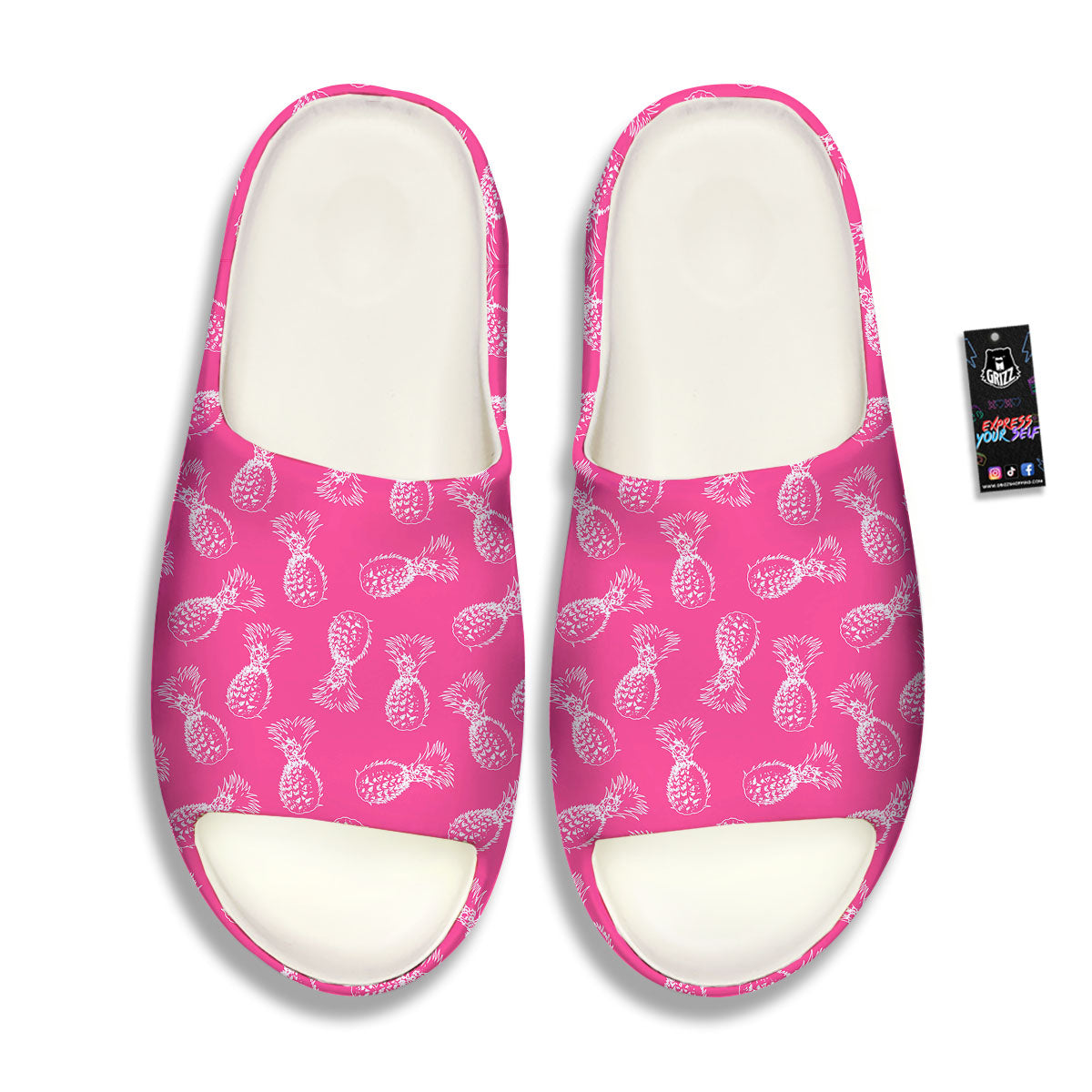 Pineapple Hot Pink Print Pattern Sandals-grizzshop