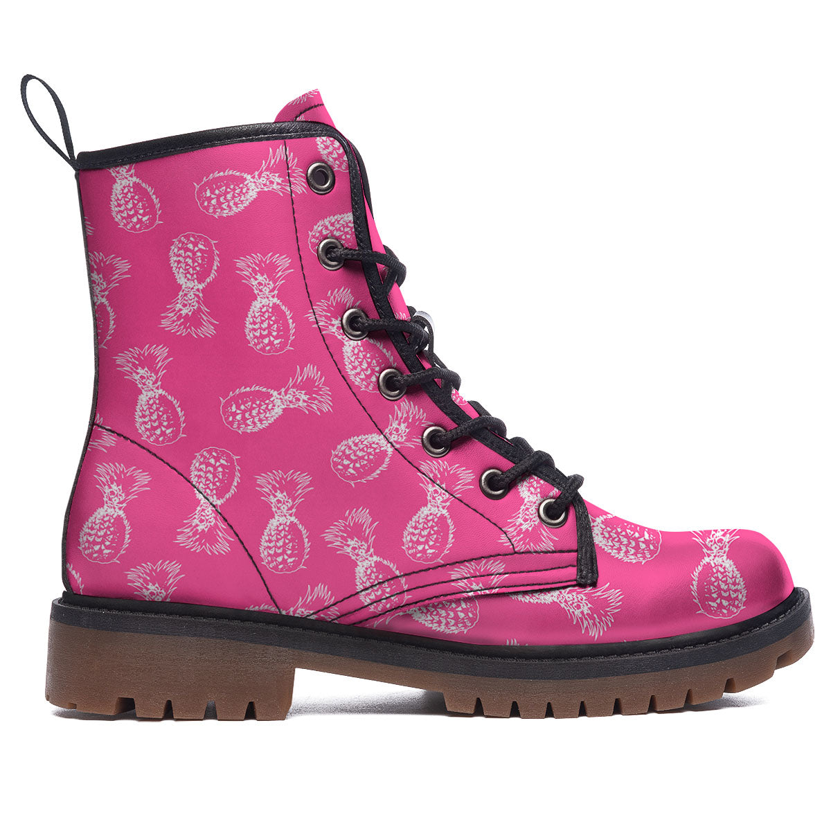 Pineapple Hot Pink Print Pattern Work Boots-grizzshop