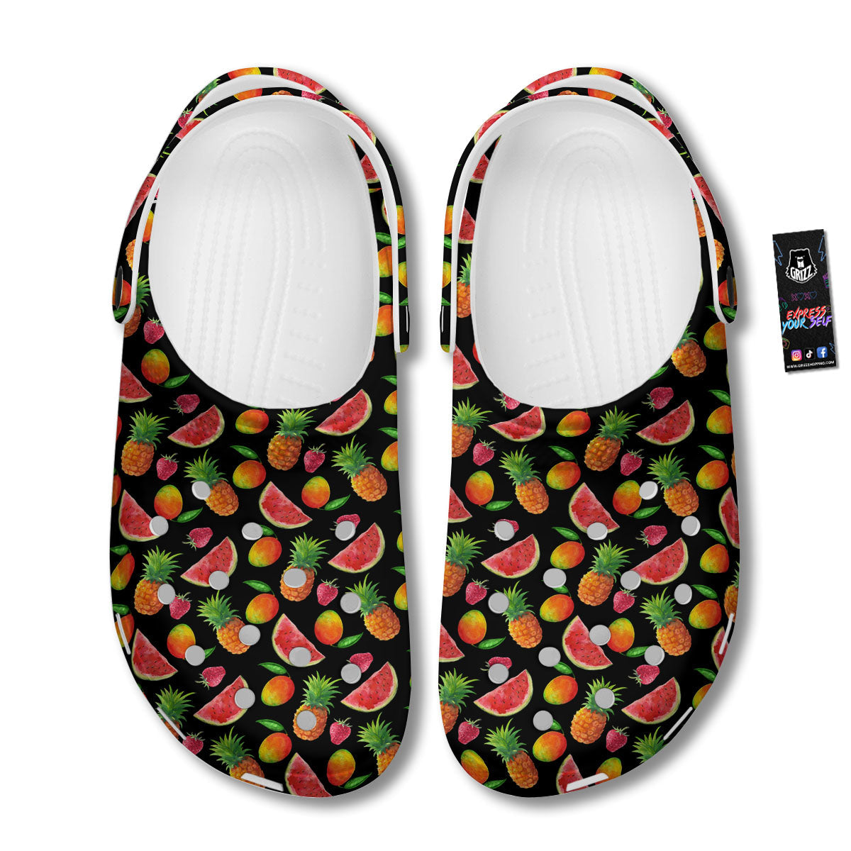 Pineapple Mix Fruit Print Pattern Clog-grizzshop