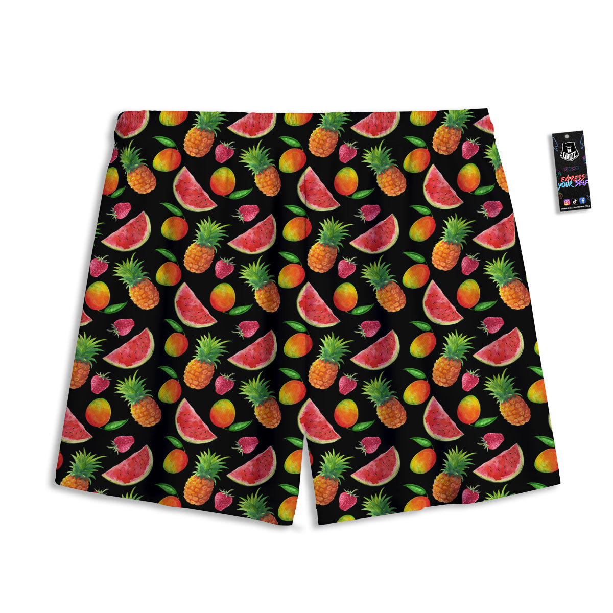 Pineapple Mix Fruit Print Pattern Mesh Shorts-grizzshop