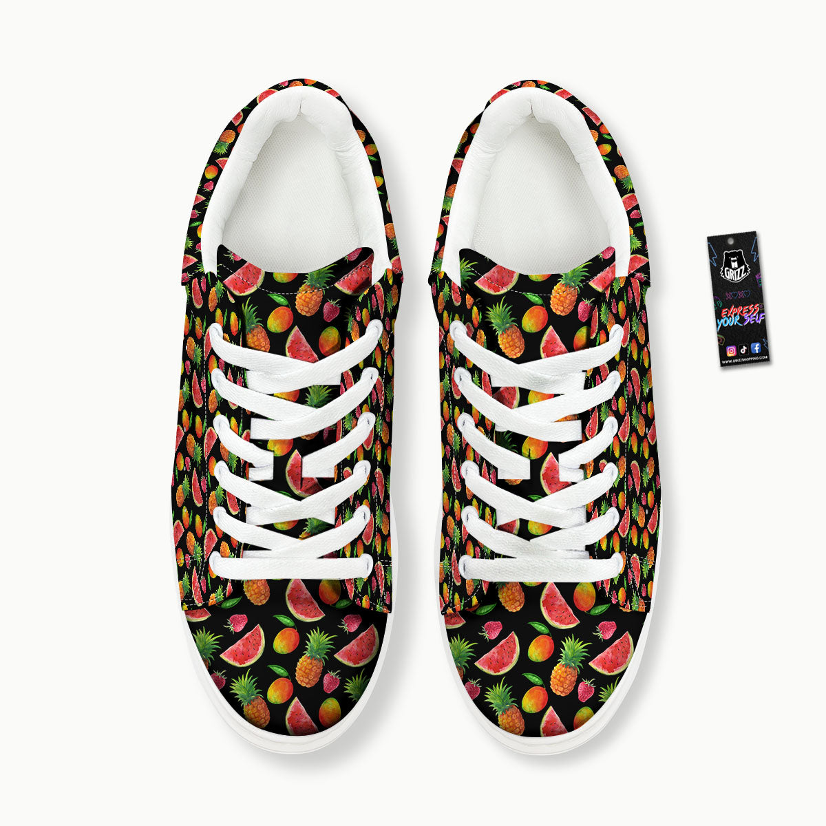 Pineapple Mix Fruit Print Pattern Platform Shoes-grizzshop