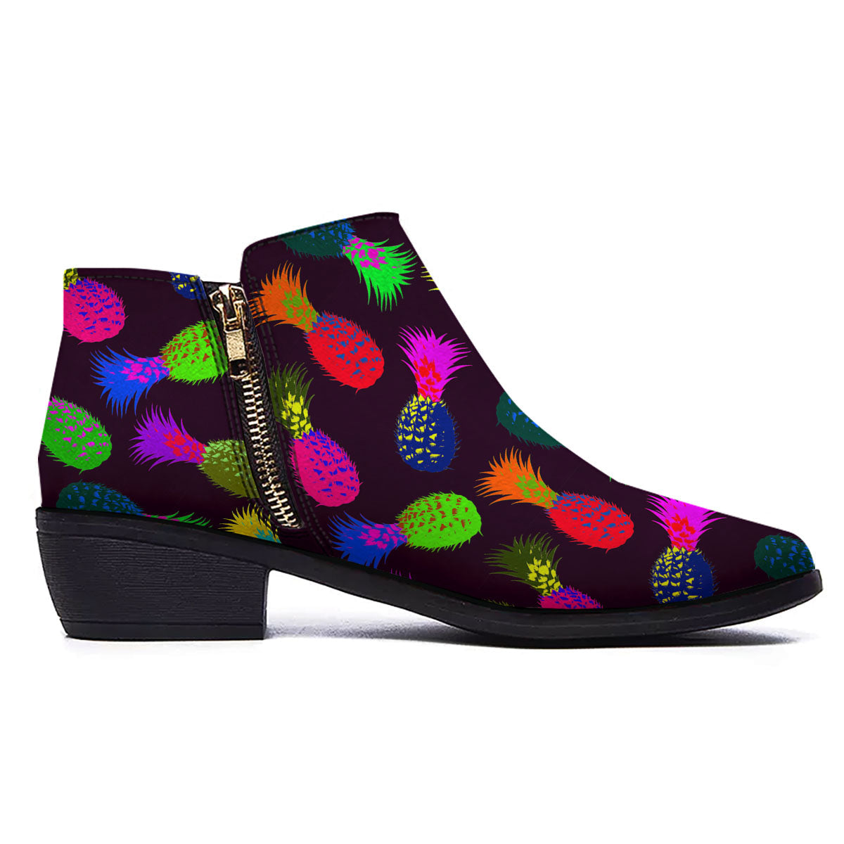 Pineapple Neon Trippy Print Pattern Ankle Boots-grizzshop