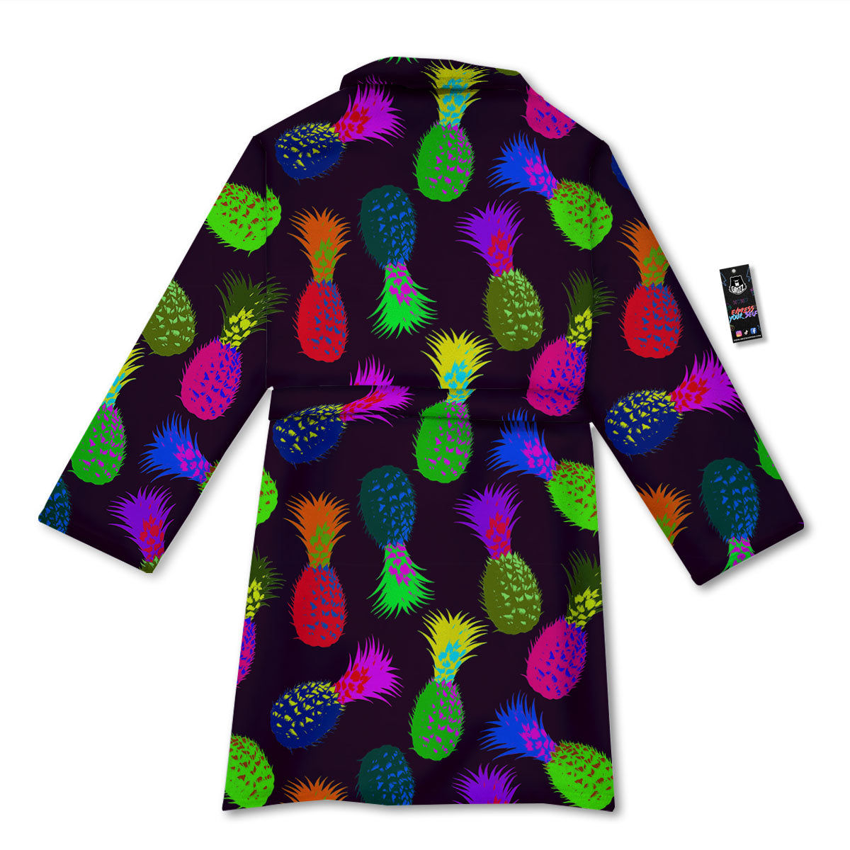 Pineapple Neon Trippy Print Pattern Bathrobe-grizzshop