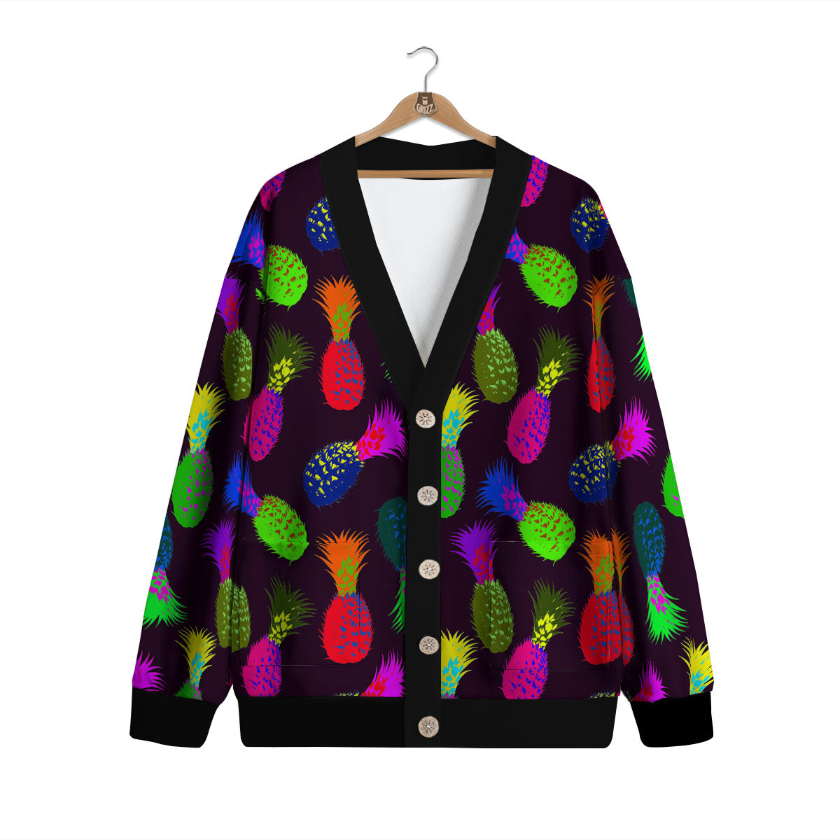 Pineapple Neon Trippy Print Pattern Cardigan-grizzshop