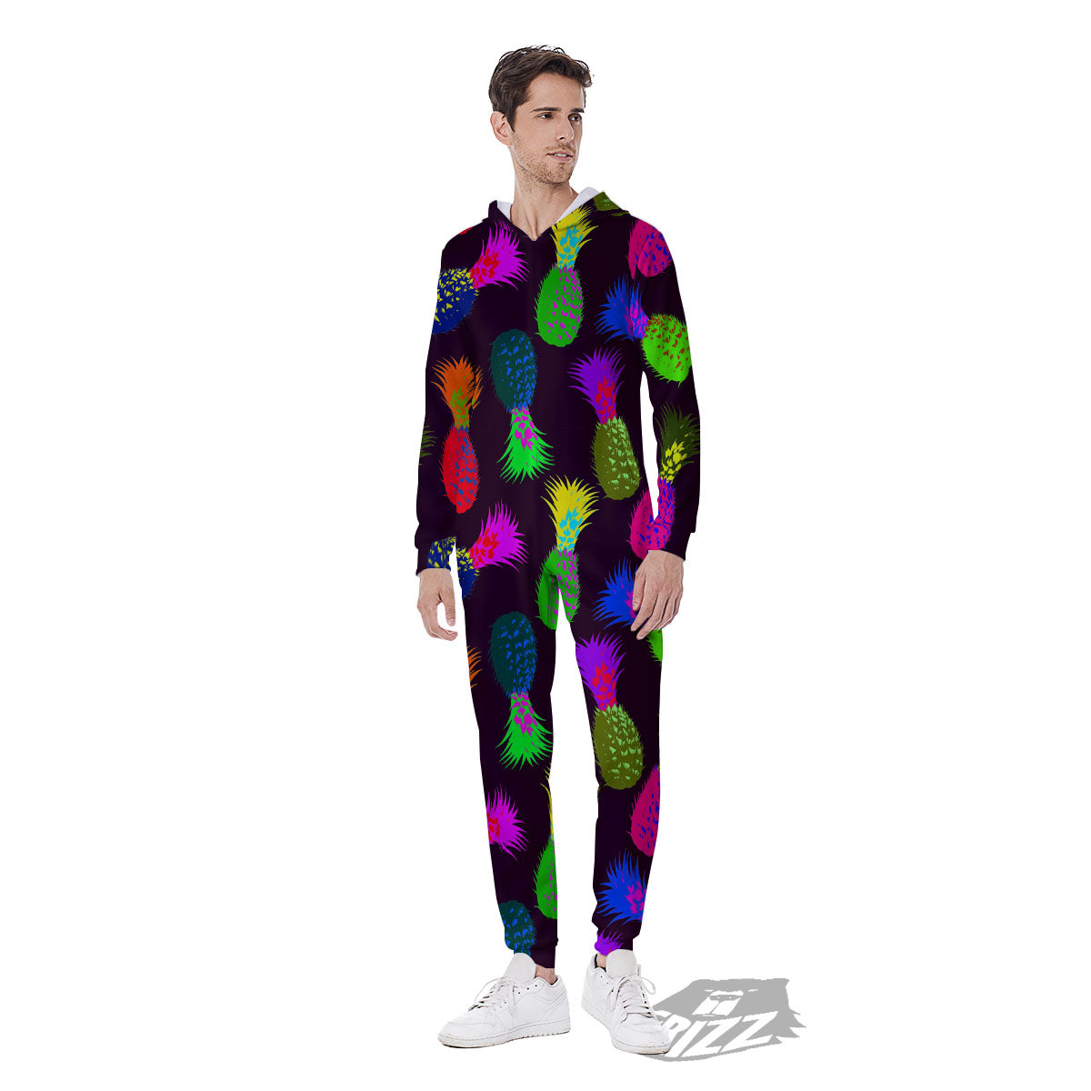 Pineapple Neon Trippy Print Pattern Men's Jumpsuit-grizzshop