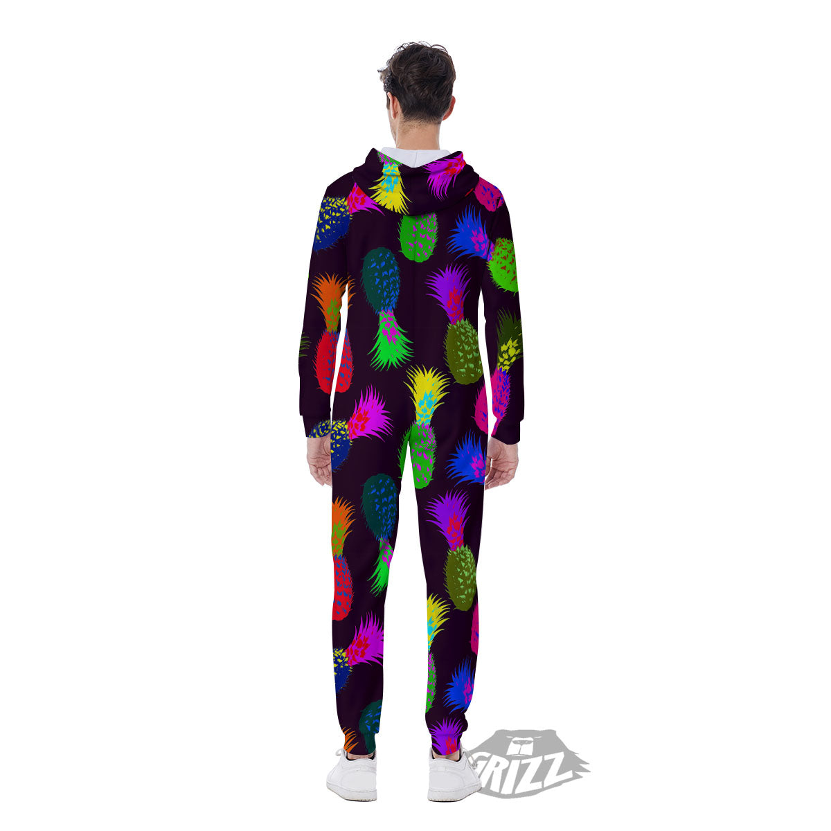 Pineapple Neon Trippy Print Pattern Men's Jumpsuit-grizzshop