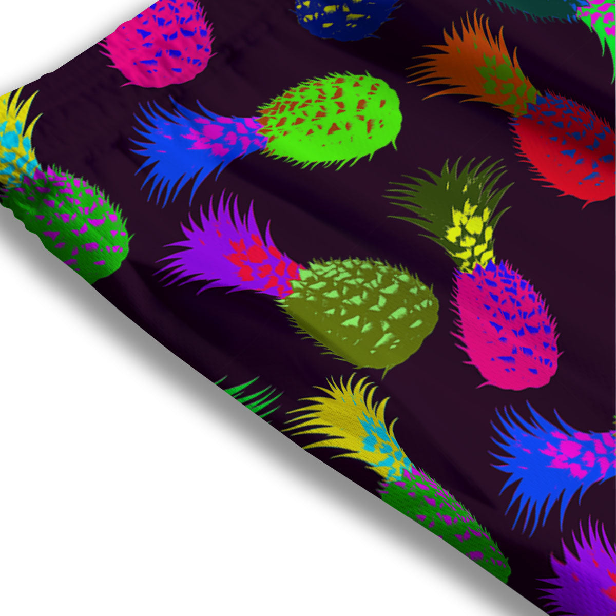 Pineapple Neon Trippy Print Pattern Mesh Shorts