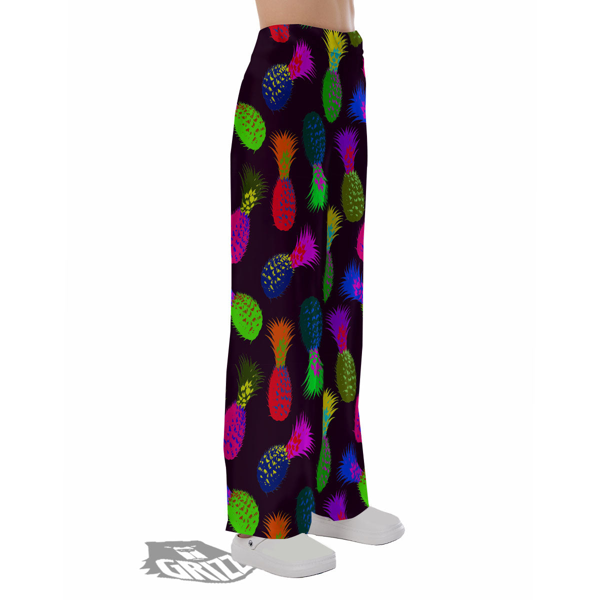 Pineapple Neon Trippy Print Pattern Pajama Pants-grizzshop