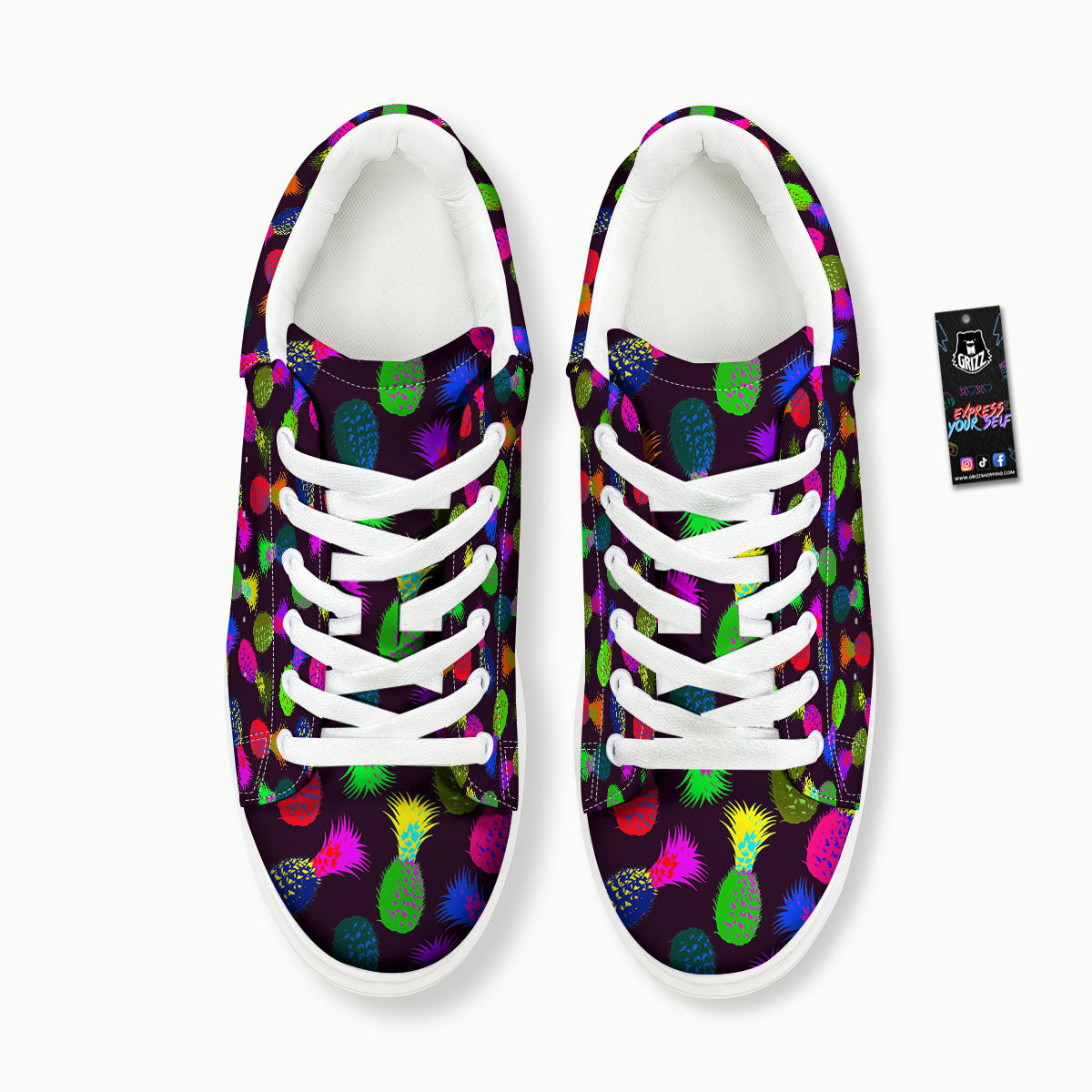 Pineapple Neon Trippy Print Pattern Platform Shoes-grizzshop