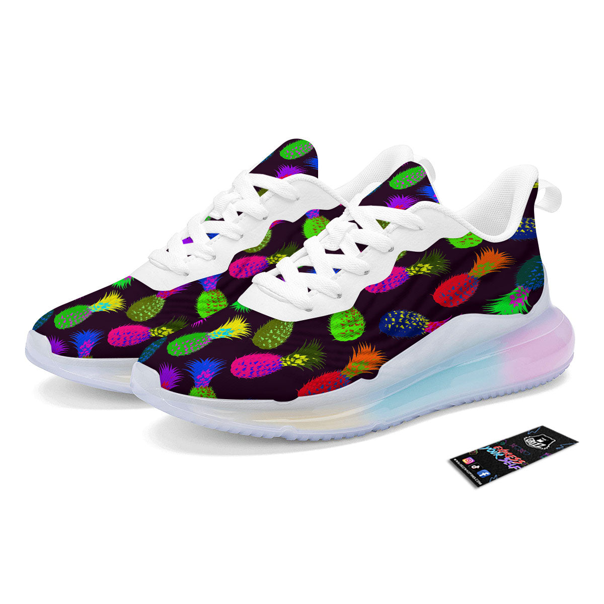 Pineapple Neon Trippy Print Pattern Running Sneakers-grizzshop