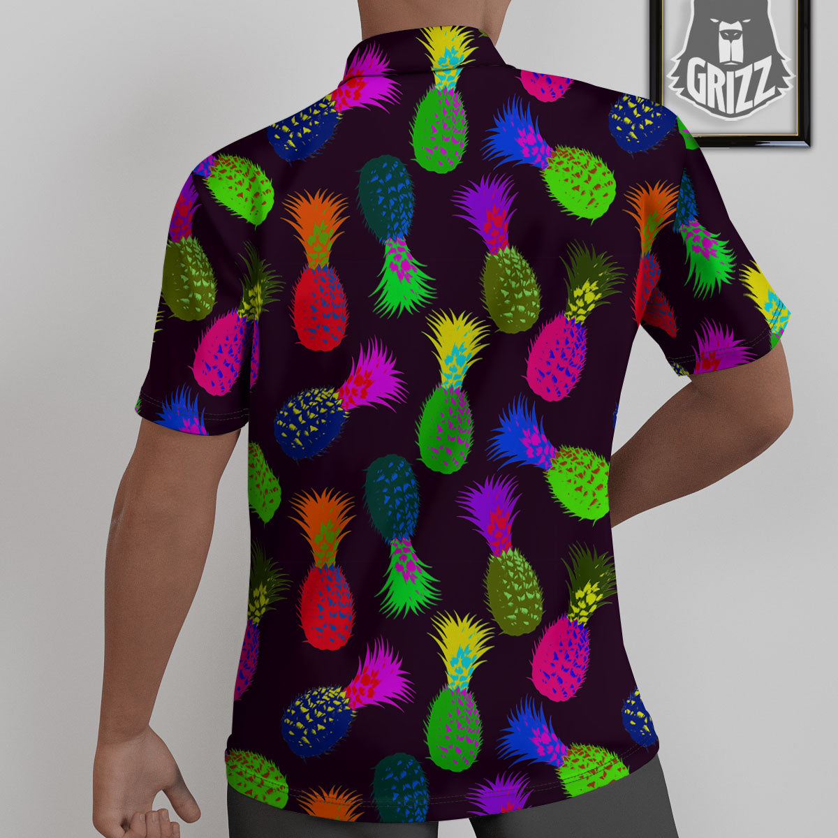 Pineapple Neon Trippy Print Pattern Untucked Shirts-grizzshop