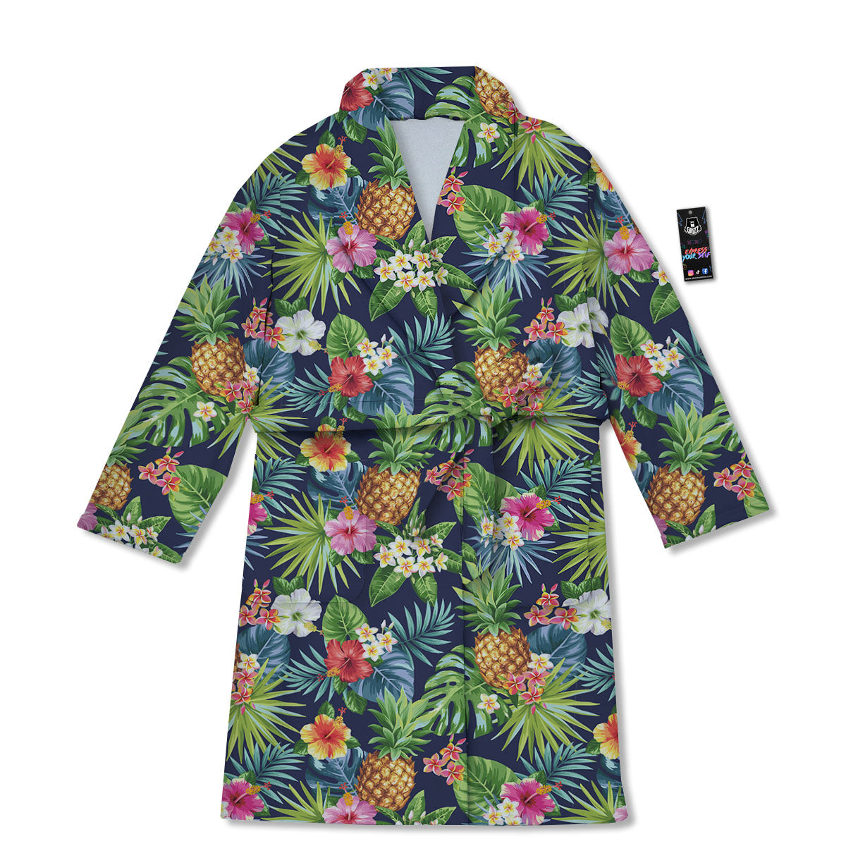 Pineapple Palm Leaf Print Pattern Bathrobe-grizzshop