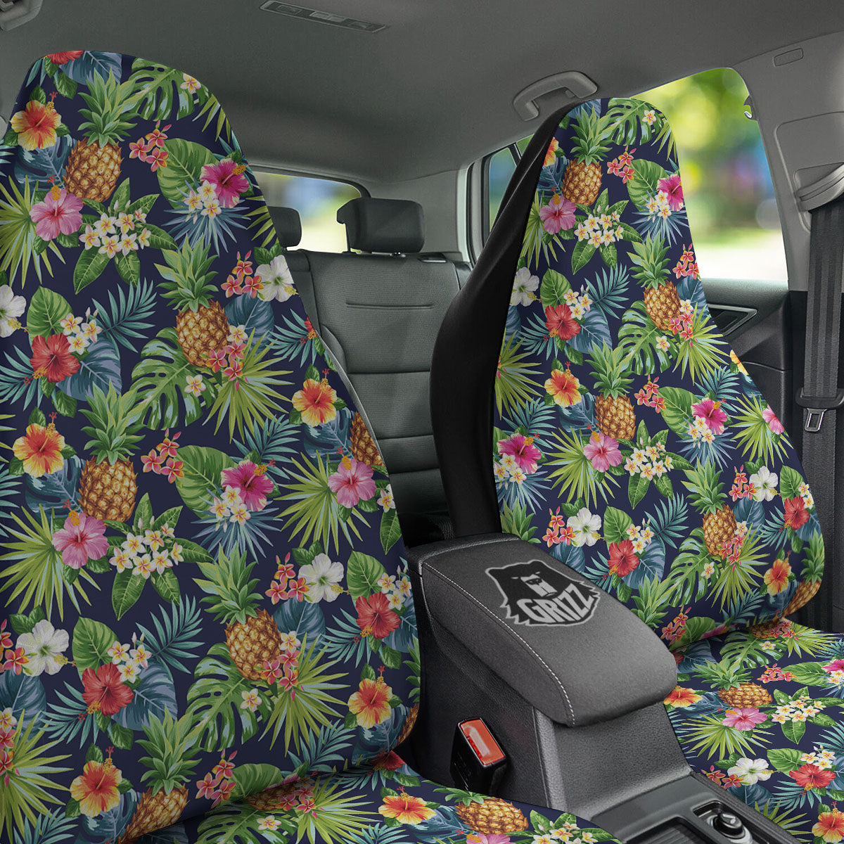 Pineapple Palm Leaf Print Pattern Car Seat Covers-grizzshop