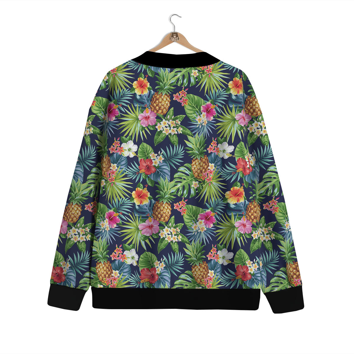 Pineapple Palm Leaf Print Pattern Cardigan-grizzshop